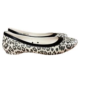 Crocs Women's Lina Leopard Graphic Flats Shoes Size 8